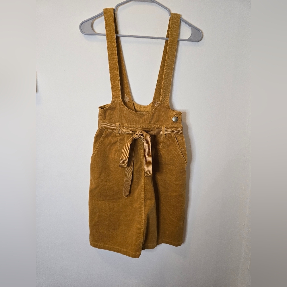 Modcloth mustard yellow corduroy Pinafore skirt small - Picture 1 of 5